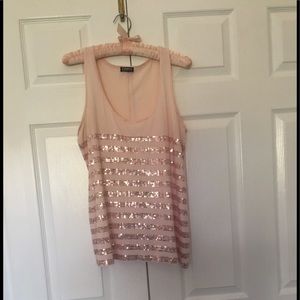 Express sleeveless tee shirt small cotton sequins